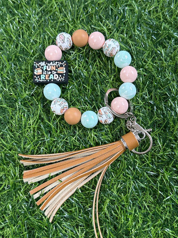 Oh What fun it is to Read Christmas Keychain Wristlet with Tassel