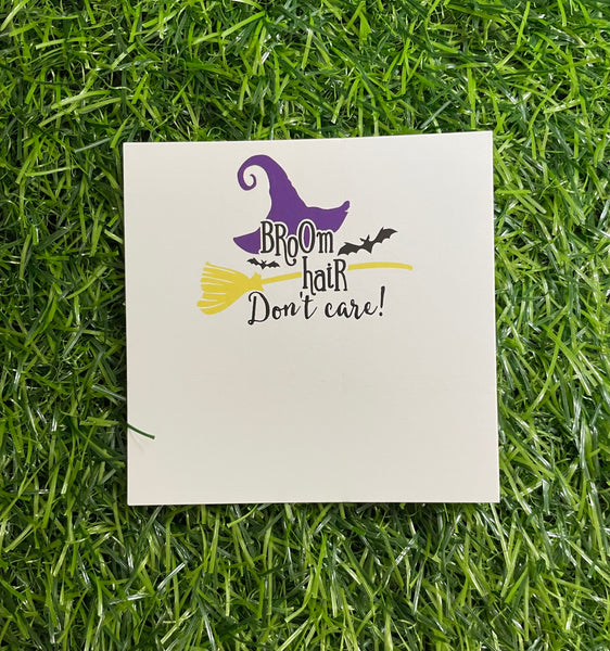 Witch Hair, Don't Care Halloween Card, Available with or without hair ties, 10 per pack