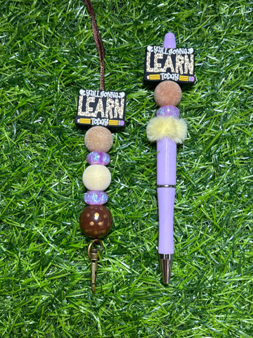 Y'all Gonna Learn Today Lanyard and Beaded Pen Set