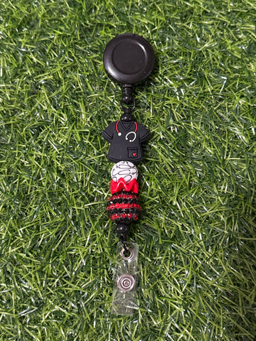 Black Scrub Top Badge Reel