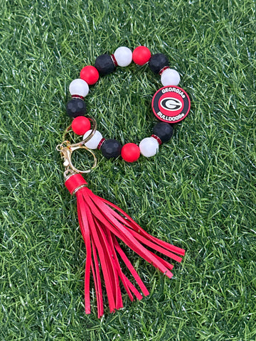 Georgia Bulldogs Keychain Wristlet with Tassel