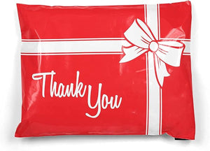 10x13 Red Bow Thank You Poly Mailers, Shipping Envelopes, Mailing Envelopes, 20 each