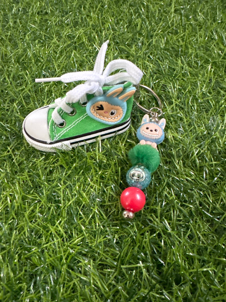 Blue Labubu Hi-Top Shoe Keychain