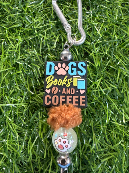 Dogs, Books, & Coffee Design Beaded Poop Bag Holder