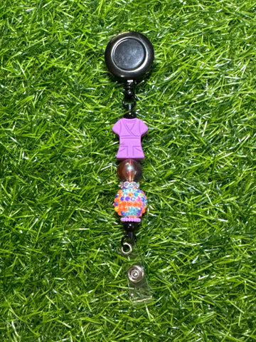 Purple Scrub Top Badge Reel