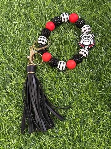 Georgia Bulldogs Keychain Wristlet with Tassel