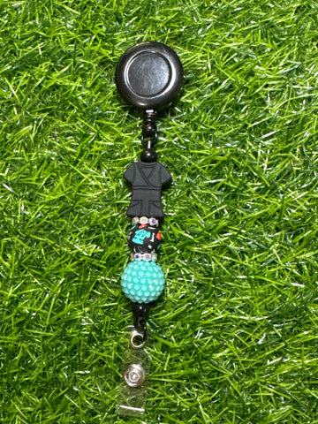 Black Scrub Top Badge Reel