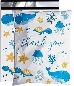 10x13 Under the Sea Thank You Poly Mailers, Shipping Envelopes, Mailing Envelopes, 20 each