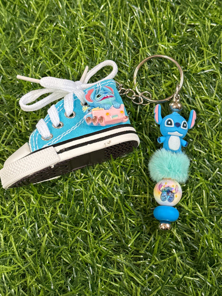 Stitch in Pink Car Hi-Top Shoe Keychain