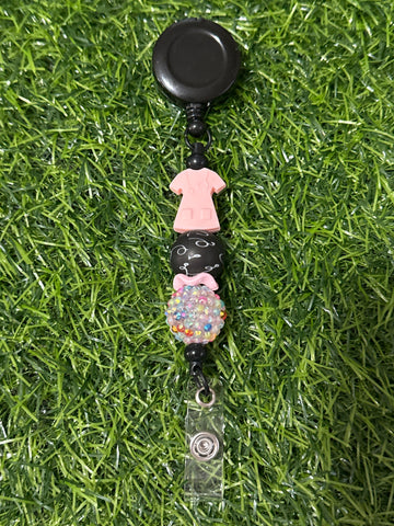 Light Pink Scrub Top Badge Reel