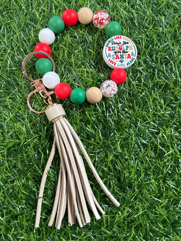Dance, Shine, Give, Love Christmas Keychain Wristlet with Tassel