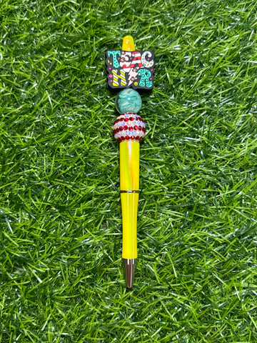 Lightning Bolt Teacher Beaded Pen