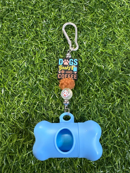 Dogs, Books, & Coffee Design Beaded Poop Bag Holder