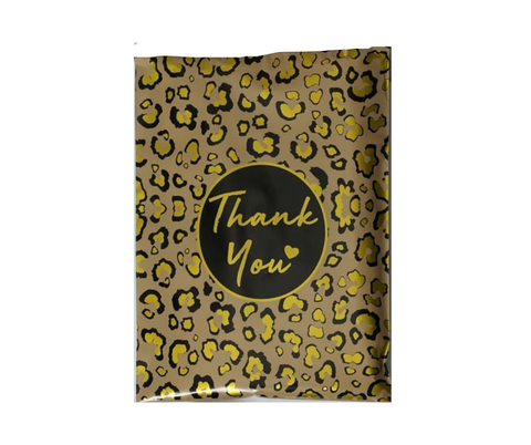 10x13 Black and Gold Leopard Cheetah Designer Poly Mailers, Shipping Envelopes, Mailing Envelopes, 20 each