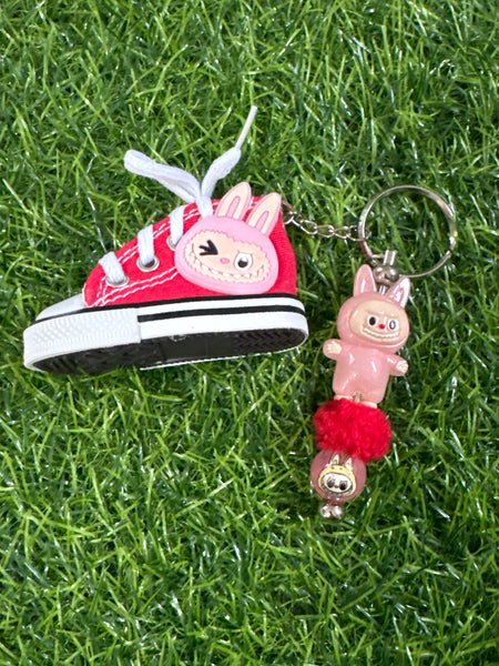 Light Pink Labubu Hi-Top Shoe Keychain