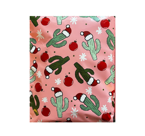 10x13 Pink Christmas Cactus Claus Designer Poly Mailers, Shipping Envelopes, Mailing Envelopes, 20 each
