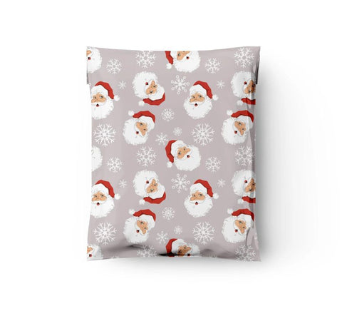 10x13 Tan, Red and White Santa Clause Poly Mailers, 20 per pack