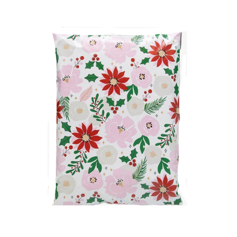 10x13 Christmas Floral Poly Mailers, 20 per pack