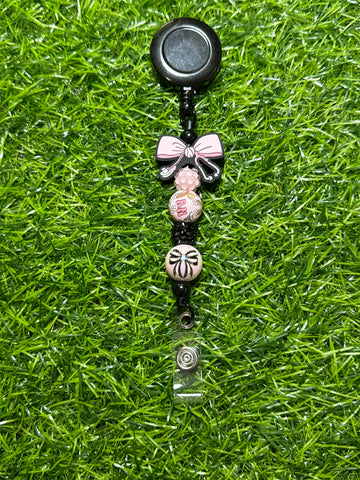 Stethoscope Light Pink Bow Badge Reel