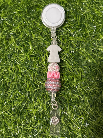 Gray Scrub Top Badge Reel