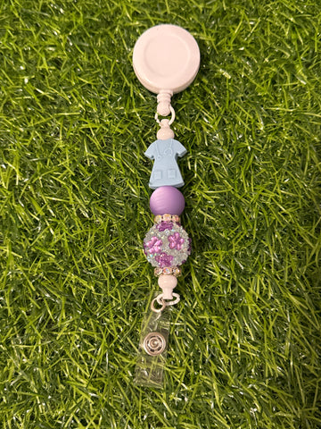 Light Blue Scrub Top Badge Reel