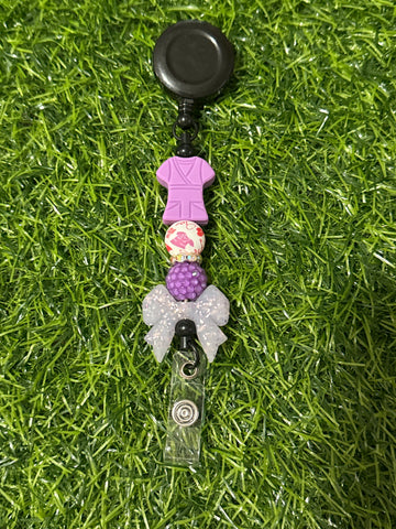 Purple Scrub Top Badge Reel
