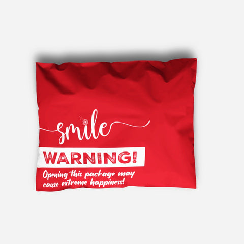 TGD Exclusive 10x13 Smile! Warning!  Opening this package may cause extreme Happiness!  Designer Poly Mailers, Shipping Envelopes, Mailing Envelopes, 100 each