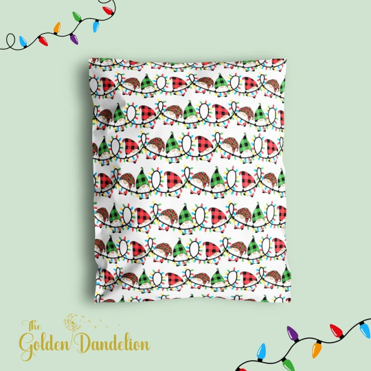 TGD Exclusive 10x13 Gnomes Hanging Christmas Lights Designer Poly Mailers, Shipping Envelopes, Mailing Envelopes, 20 each