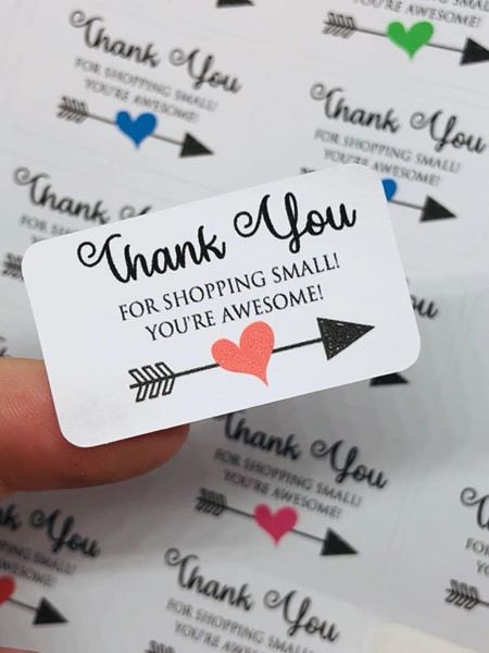 TGD Exclusive! Thank You for Shopping Small! You're Awesome! Arrows & Hearts Stickers,  48 sticker per sheet