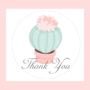 Cactus Succulents Thank You 2.5" Round Stickers, 20 stickers per pack