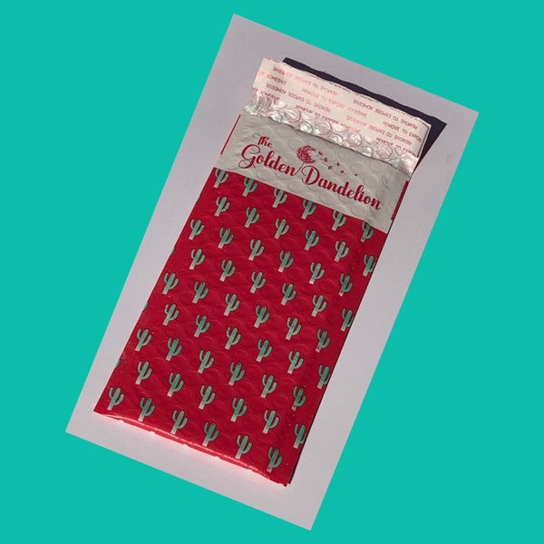 SALE Pink and Teal Cactus Designed Bubble Mailers, 4x8 (inner 3.5x8), 50/pack