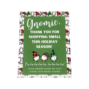 Hanging Christmas Lights with my Gnomies Thank You for your Purchase 4"x3" Thank You Cards, 20 per pack