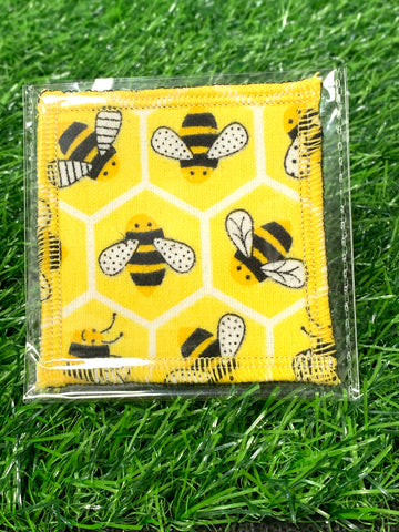 Yellow and Black Be My Honey Bee Face Cleansing 3x3 Square Cloths Filler Package, 1 per pack, Now available with Logo Sticker Option!