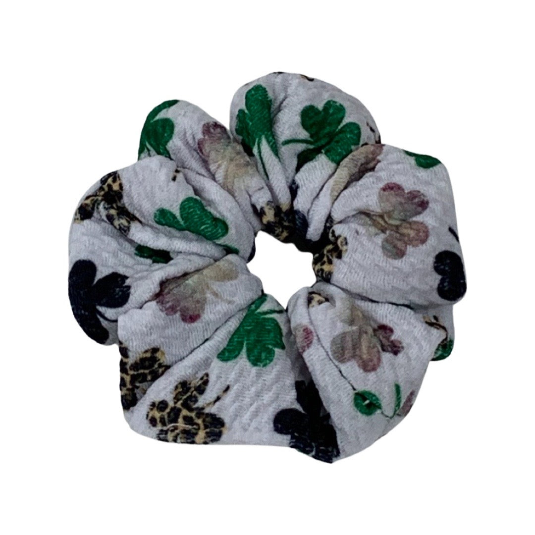 Leopard, Green, and Holographic St Patrick's Day Clover Thank You Liverpool Fabric Scrunchie Filler Pack, 1 per pack