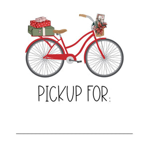 Christmas Pick Up Bicycle 2"x2" Stickers, 20 per sheet