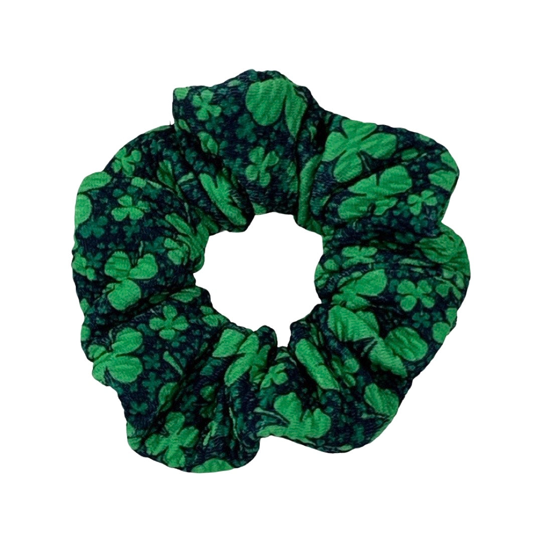 Green and Black St Patrick's Day Clover Thank You Liverpool Fabric Scrunchie Filler Pack, 1 per pack. Now available with Logo Sticker Add On Option!