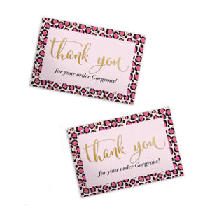 4x6 Pink Leopard & Gold Foil Thank You for your order Gorgeous Cards, 20 per pack