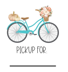 Fall Pick Up Bicycle 2"x2" Stickers, 20 per sheet