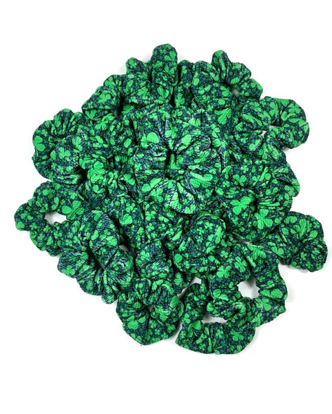Green and Black St Patrick's Day Clover Thank You Liverpool Fabric Scrunchie Filler Pack, 1 per pack. Now available with Logo Sticker Add On Option!