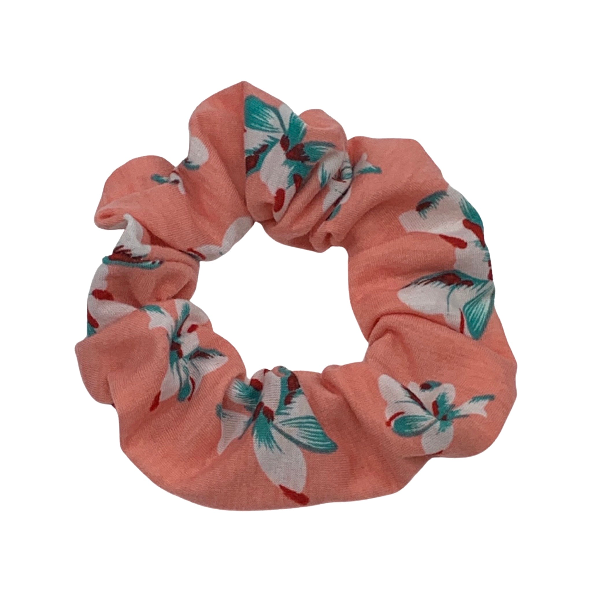 Peach & Teal Floral Thank You Cotton Scrunchie Filler Pack, 1 per pack. Now available with Logo Sticker Add On Option!
