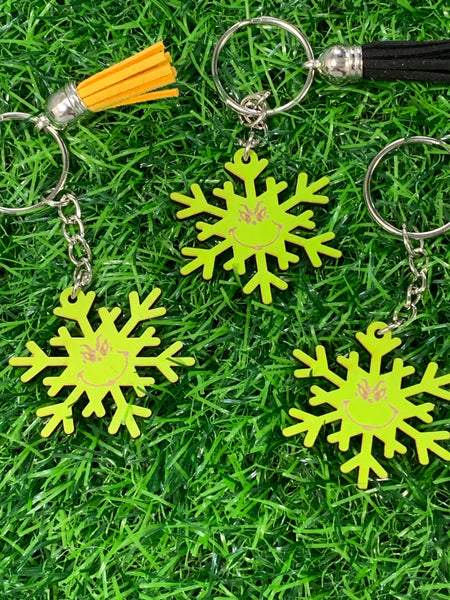 You're a Mean One Green Snowflake Wooden Keychains