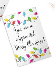 4x6 You are So Appreciated! Merry Christmas Lights Thank You Cards, 20 per pack
