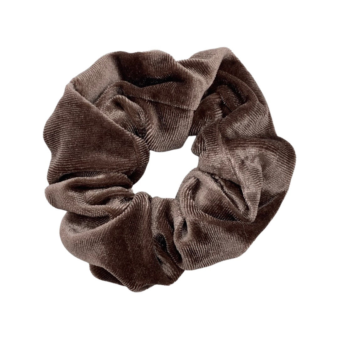 Chocolate Milk Brown Thank You Velvet Fabric Scrunchie Filler Pack, 1 per pack. Now available with Logo Sticker Add On Option!