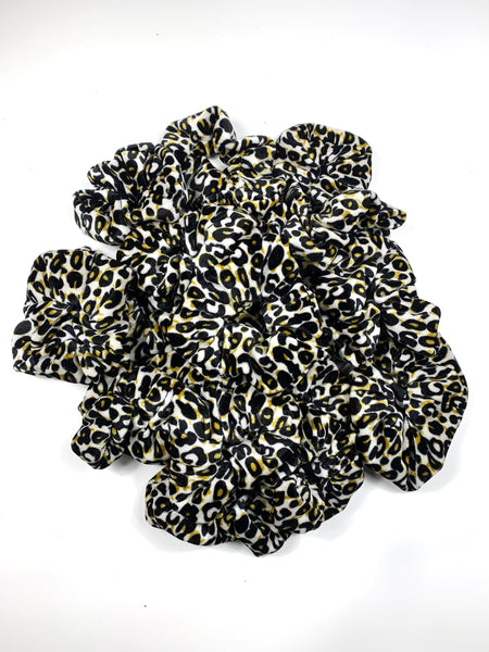 White, Black, & Gold Leopard Cheetah Thank You Velvet Fabric Scrunchie Filler Pack, 1 per pack
