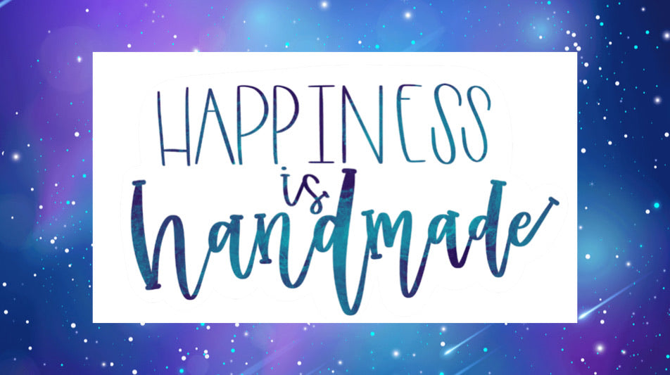 Happiness is Handmade Sticker 1.5x2.5 Square Stickers, 25 stickers per pack