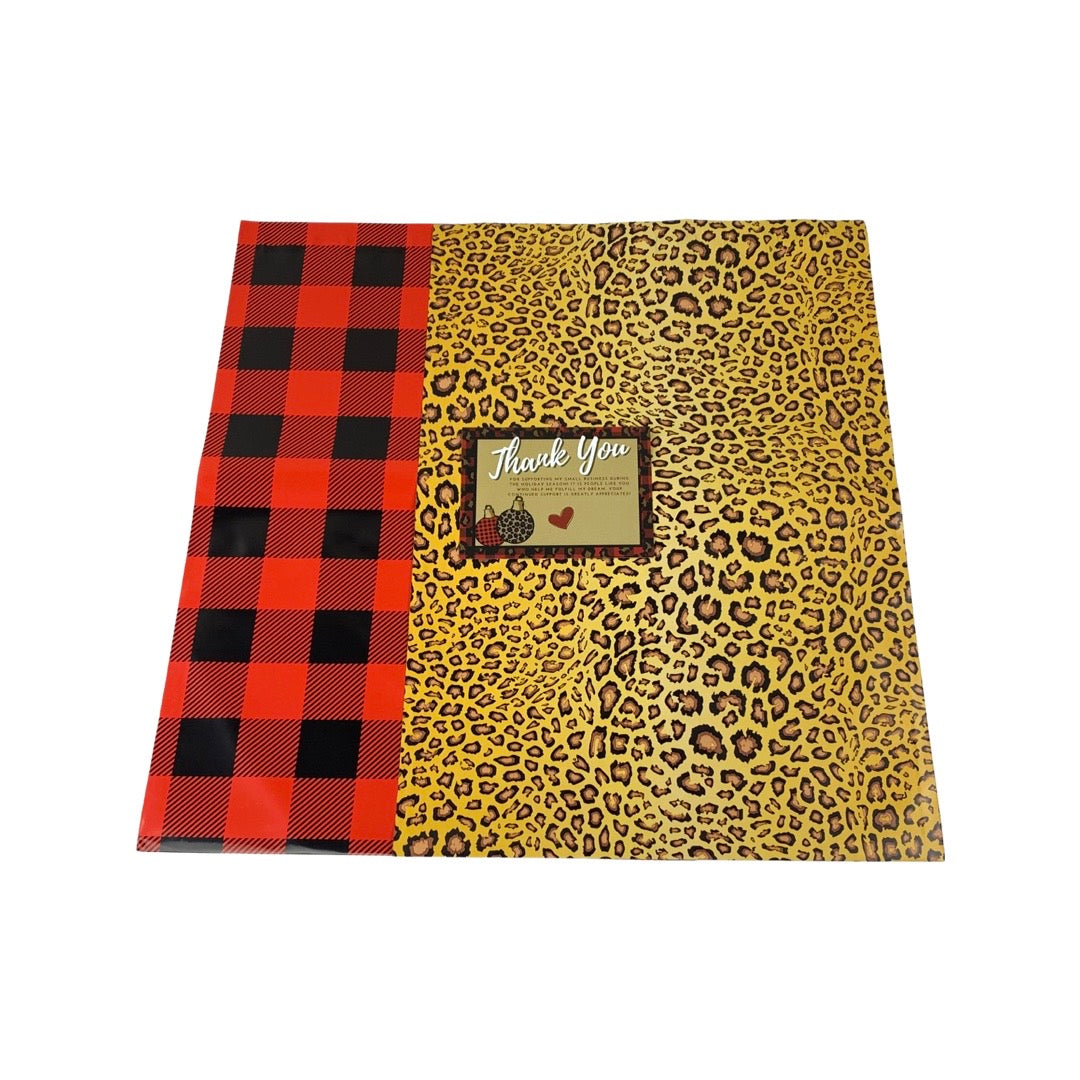 Leopard and Plaid Thank You Bundle Pack with Poly Mailers and Thank You Cards