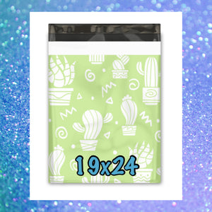19x24 Green and White Cactus Designer Poly Mailers, Shipping Envelopes, Mailing Envelopes, 10 each