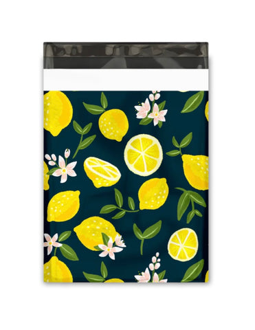 Navy Blue and Yellow Lemons Designer Poly Mailers, Shipping Envelopes, Mailing Envelopes, 20 each