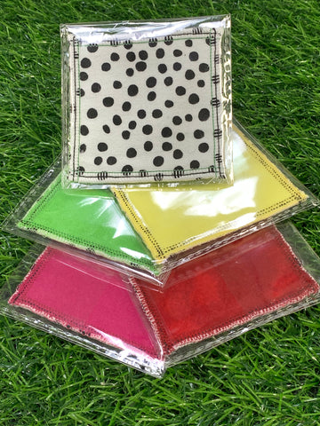 White and Black Polka Dots Assorted Face Cleansing 3x3 Square Cloths Filler Package, 1 per pack, Now available with Logo Sticker Option!