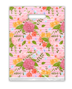 Striped Floral Merchandise Bags, 9x12, 20 per pack